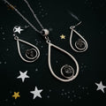 Meteorite Jewelry Set - Teardrop Necklace and Earrings